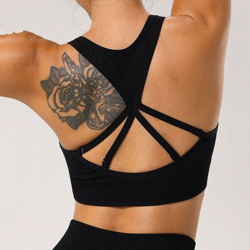 Black Cross-Back Sports Bra